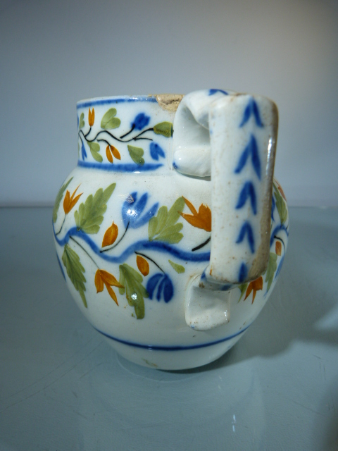C.1800 Pratt Pearlware Staffordshire jug decorated in Green, Blue and Orange - Image 4 of 7