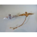 WITHDRAWN: 9CT GOLD 'RAF' WINGS BROOCH, measuring approximately 4.5cm in length, hallmarked 9ct