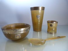 WITHDRAWN: Scottish Provincial mounted horn set compromising of Beaker, Bowl, Napkin Ring and