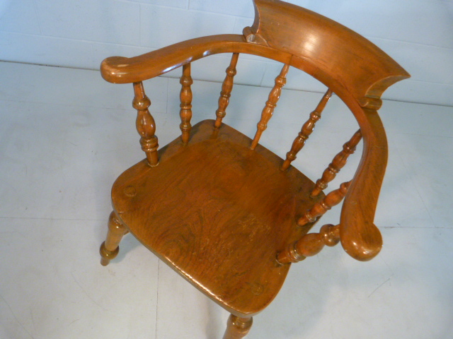 Reproduction type smokers chair - Signed to back John Gomm - High Wycombe. JFS - Image 2 of 6