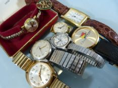 Selection of watched to include J W Benson, Avia olympic, Rotary and an Oris Gold coloured watch,