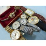 Selection of watched to include J W Benson, Avia olympic, Rotary and an Oris Gold coloured watch,