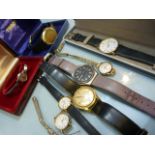 Six wrist watches to include Raymond Weil, Tissot Stylist, UNO Quartz, Longines & a 9ct Gold cased