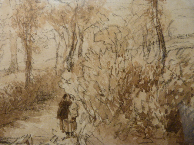 DAVID COX (1783 - 1859): A Footbridge in Pencil & Brown wash 7.25 x 10.25 inches signed and dated - Image 3 of 6