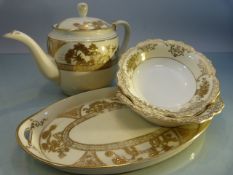 Small selection of Noritake to include a teapot, oval plate and two bowls. Bowls marked 44318