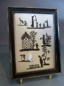 Six hand paper silhouette cuts in a small frame