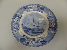 Blue and White pearlware plate 'St Vincents Rocks'