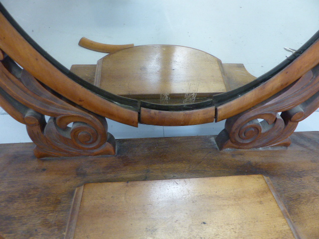 Oval Rosewood mirror with small lidded central compartment - Image 3 of 5