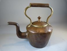 Miniature early copper and brass kettle