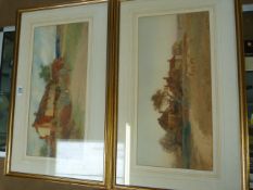 Leopold Rivers (1852-1905) large framed watercolour paintings both signed lower right. Dwellings