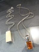 Two vintage Contemporary silver pendants. (1) Designer pendant approx 30.62mm (including bale) x 9.