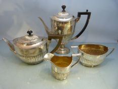 Welsh Rugby Interest: Silver hallmarked coffee & tea set comprising coffee pot, teapot, sugar bowl