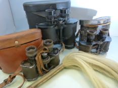 Pair of WW2 cased binoculars from A Kershaw & Son, along with pair of Zeiss and Pentax. Also to