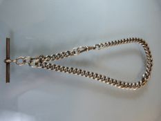 A silver Albert watch chain, approx 48g (links & bar all hallmarked)