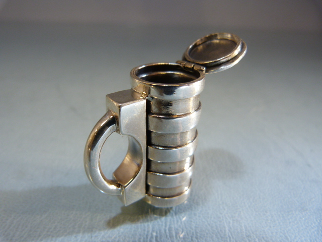 An unusual silver Vesta case in the form of a lidded tankard marked 925 STERLING SILVER - Image 3 of 4
