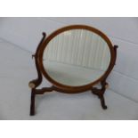 Edwardian toilet mirror with ivory finials to each side