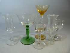 Georgian and Victorian drinking glasses - to include an Amber bowled and footed small drinking glass