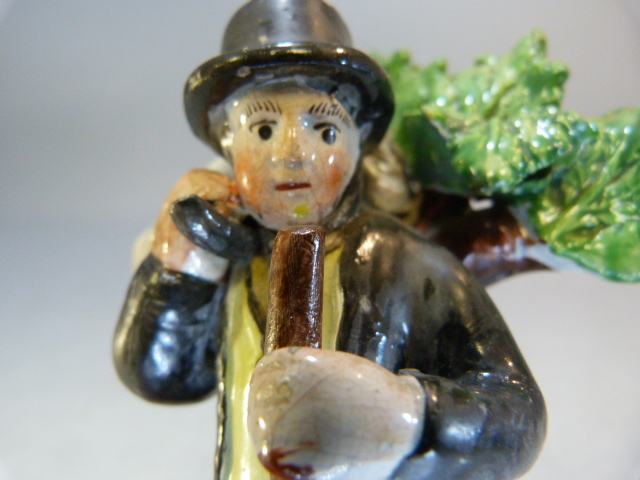 Staffordshire Pearlware figure of a Shepherd, possibly Walton. C.1800 - 1820. The man decorated in - Image 15 of 17