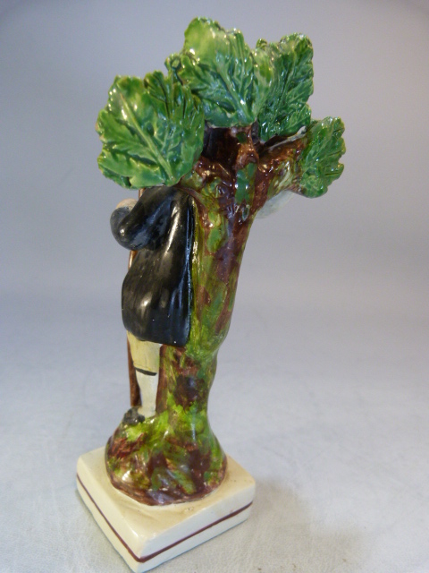 Staffordshire Pearlware figure of a Shepherd, possibly Walton. C.1800 - 1820. The man decorated in - Image 3 of 17
