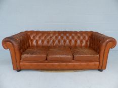 Tan Leather Chesterfield sofa A/F