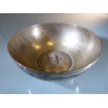 A Continental 800 standard silver bowl, marked 'SG', circular and decorated inside the bowl with a