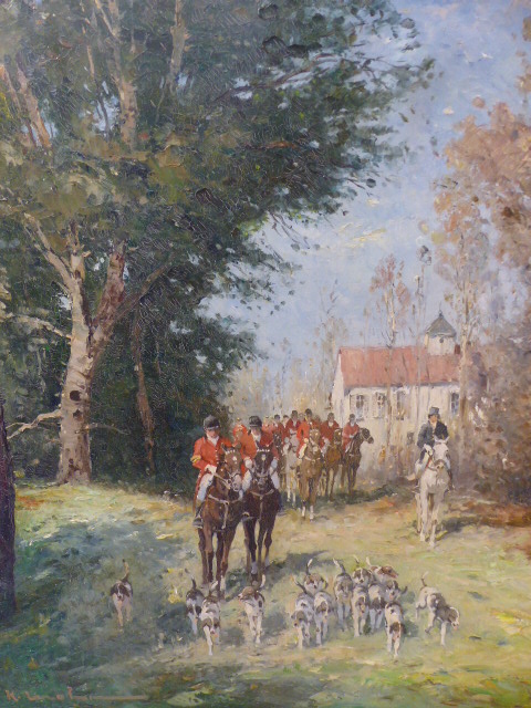Hunting oil scene - A Well executed oil with fine detail. Palette knife and brush. Signed to lower - Image 2 of 3