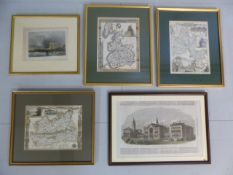 Five various etchings - To include a Map by T.Moule, two others - Engraving titled Sands at