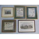 Five various etchings - To include a Map by T.Moule, two others - Engraving titled Sands at