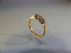 18ct GOLD ring set with three good diamonds size M