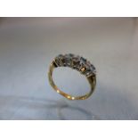 9ct GOLD half Eternity ring set with blue Topaz stones. Size M.5