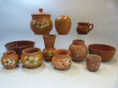 Collection of Watcombe Pottery Redware (Terracotta) - to include Tobacco jars, miniature jugs, small