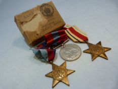 War Medals - The Africa Star, The 1939-1945 Star and George VI 1939-1945.