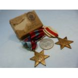 War Medals - The Africa Star, The 1939-1945 Star and George VI 1939-1945.