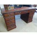 Leather inlaid pedestal desk