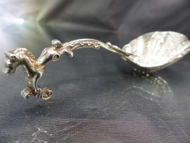 Dutch hallmarked silver sifter Stamped with lion to back and 2 under. The unusual spoon with rearing - Image 2 of 11