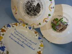 18th Century and Later Staffordshire nursery plates. 1) Dr Franklin's Maxim's - Not to oversee