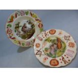 Pratt ware plates - decorated in Pratt Enamel colours. 1) Plate bears masonic mark to rim with