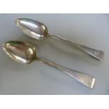Pair of Hallmarked Silver George III serving spoons by Thomas Dicks of London. Monogrammed to front.
