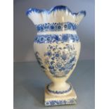 Antique Pearlware Spill vase (poss Leeds) with feather edge rim and beneath floral banding leading