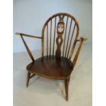 Ercol spindle back nursing chair with Prince of Wales Motif