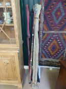 Four vintage fishing rods - Edgar Sealey 'Sea Wolf', An Edgar Sealey cane rod, Leeda carbon fibre
