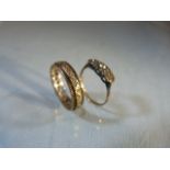 2 x Dress Rings: (1) 9ct Gold ET Ring set with Synthetic Spinel stones, size ‘P½‘ UK, ‘7¾‘ USA. (