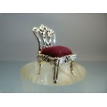 Silver pincushion in the form of Chippendale chair
