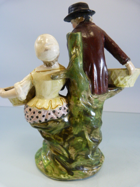 Staffordshire Pearlware sweet meat dish of a man and a lady sitting upon a tree holding baskets - Image 7 of 15