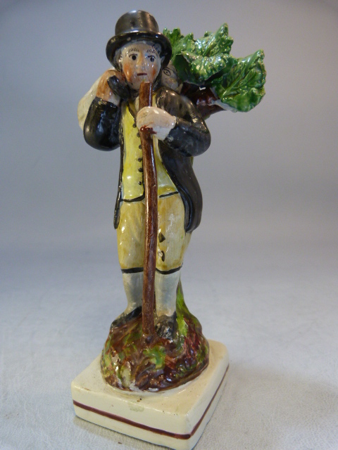 Staffordshire Pearlware figure of a Shepherd, possibly Walton. C.1800 - 1820. The man decorated in - Image 13 of 17