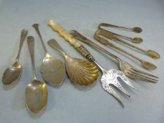 Collection of Silver items to include spoons, sugar tongs etc various hallmarks and ages. (total