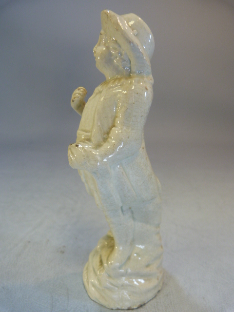 Two Staffordshire pottery 'Blanc de Chine; figures modelled as a large man carrying grapes and a - Image 13 of 18