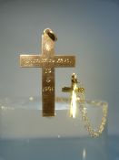 9ct Gold hallmarked cross 1901. and one other on fine chain. Approx weight - 3.5g