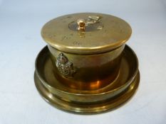 Trench Art Inkwell - WW1 Inkwell made from two shell cases - 1 part dated 1905 the other 1915.