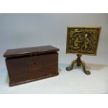 Novelty table piece - Miniature brass tilt table on claw and ball feet. Along with a stained pine